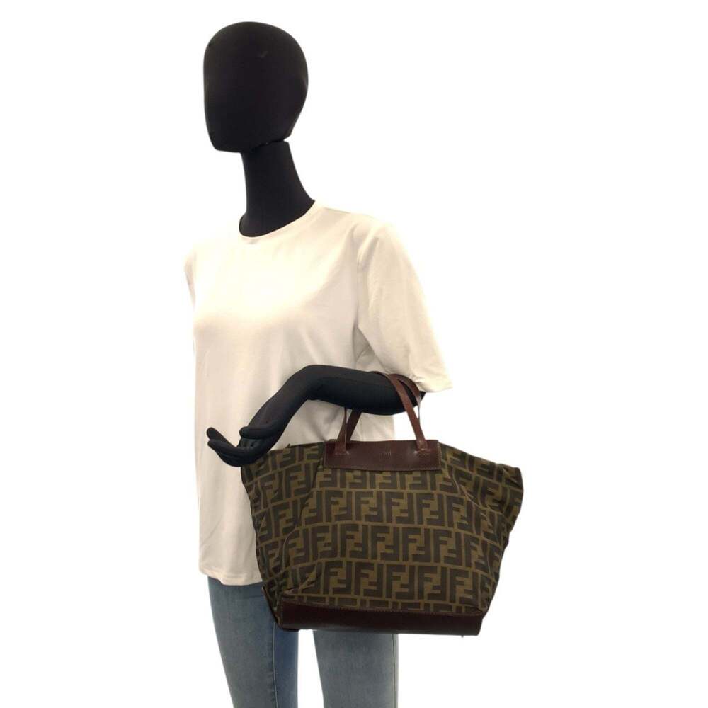 FENDI Zucca Tote Bag in Brown with Silver Hardware and Nylon Leather (71-1582... - Picture 6 of 10